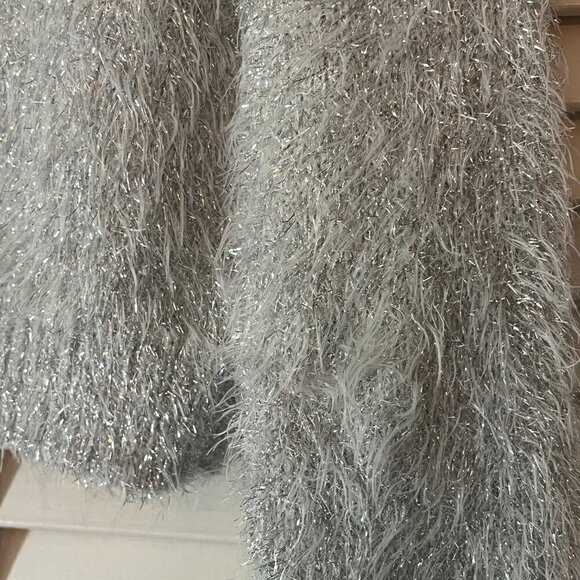 Urban Outfitters 'Elisabeth' XS sparkly silver metallic sweater cropped - Picture 6 of 8
